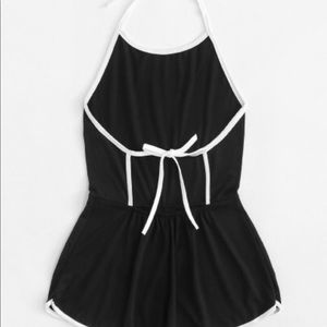 Women black and white romper